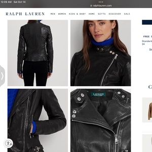 RALPH LAUREN (PETITE) REAL LEATHER BIKER JACKET